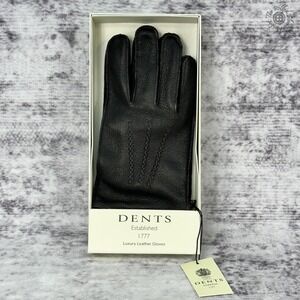 NIB Dents Luxury Leather Gloves Men's Size Large Black Lined Driving Gloves